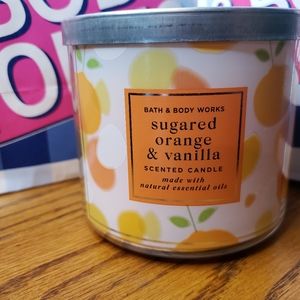 Bath & Body Works Sugared Orange & Vanilla 3-Wick Candle w/ Special Lid